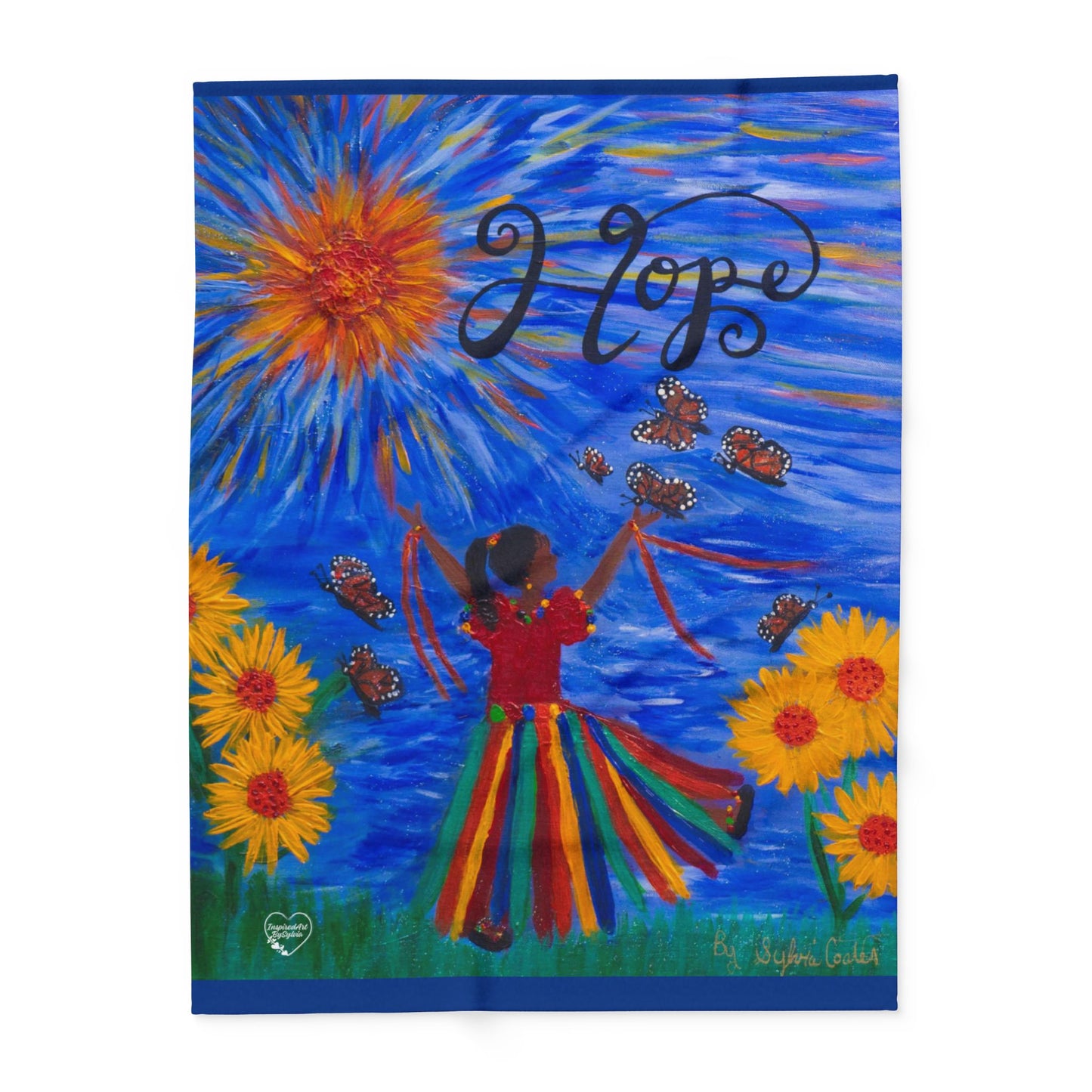 Blanket - Arctic Fleece Blanket with Dancing Sunshine and Butterflies Design