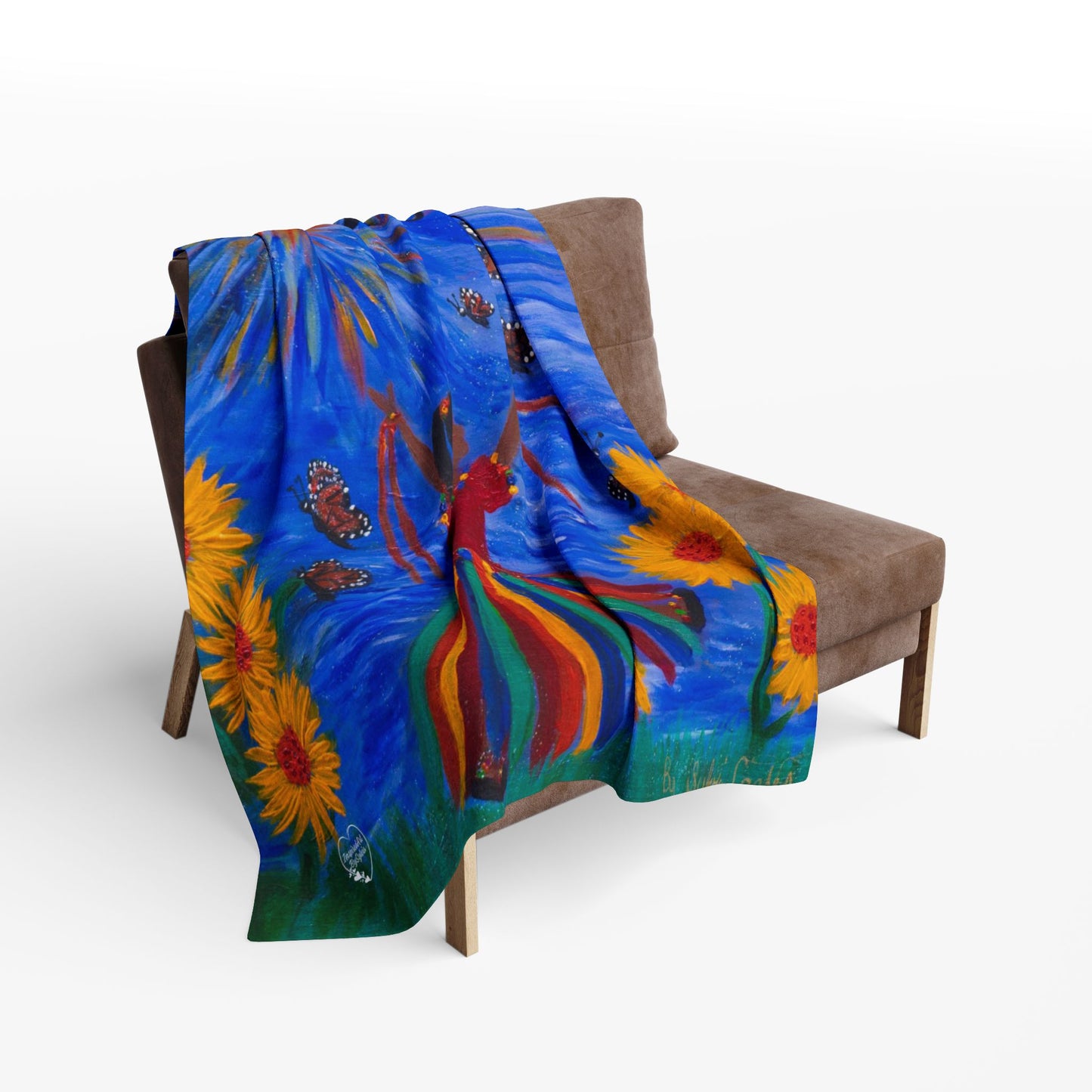 Blanket - Arctic Fleece Blanket with Dancing Sunshine and Butterflies Design