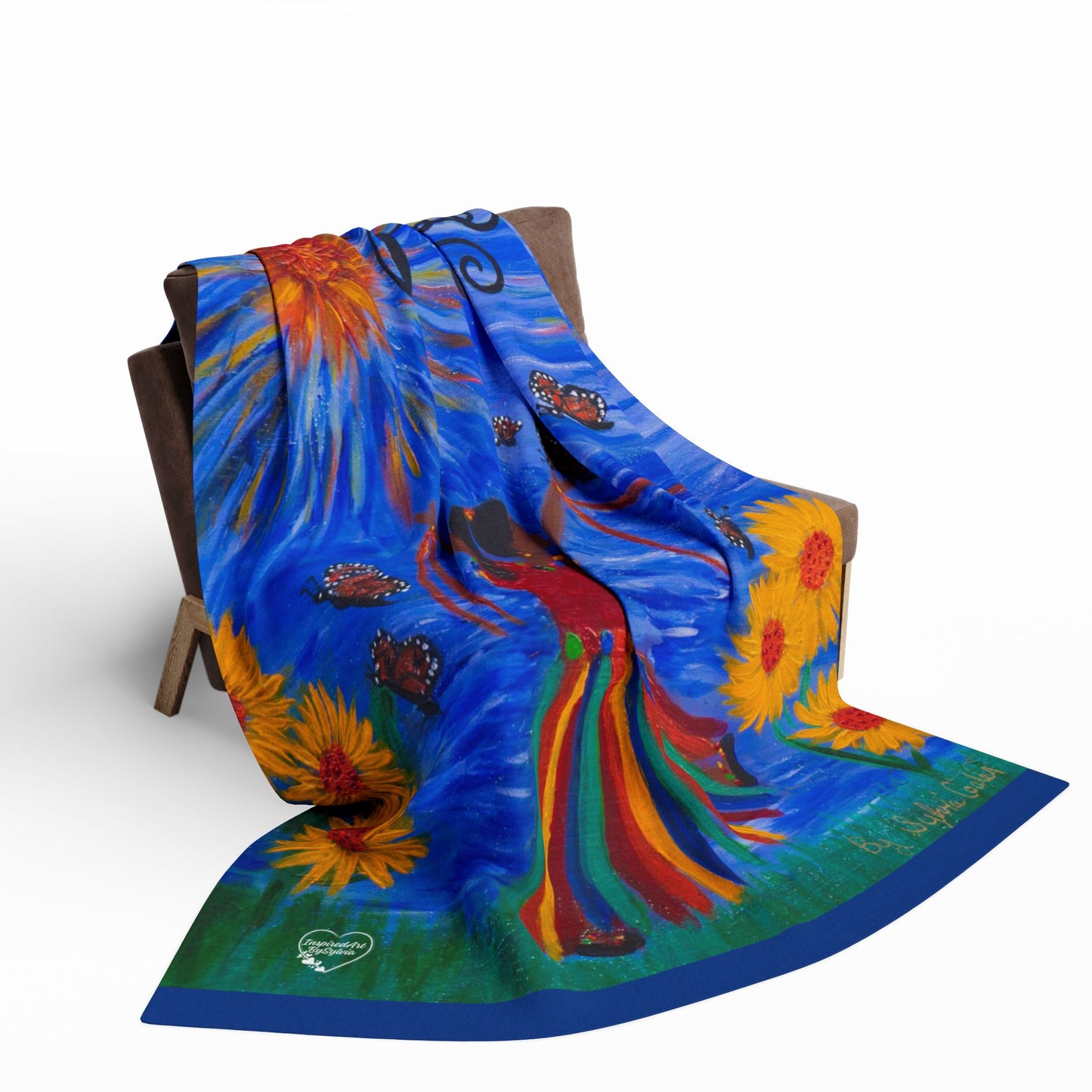 Blanket - Arctic Fleece Blanket with Dancing Sunshine and Butterflies Design